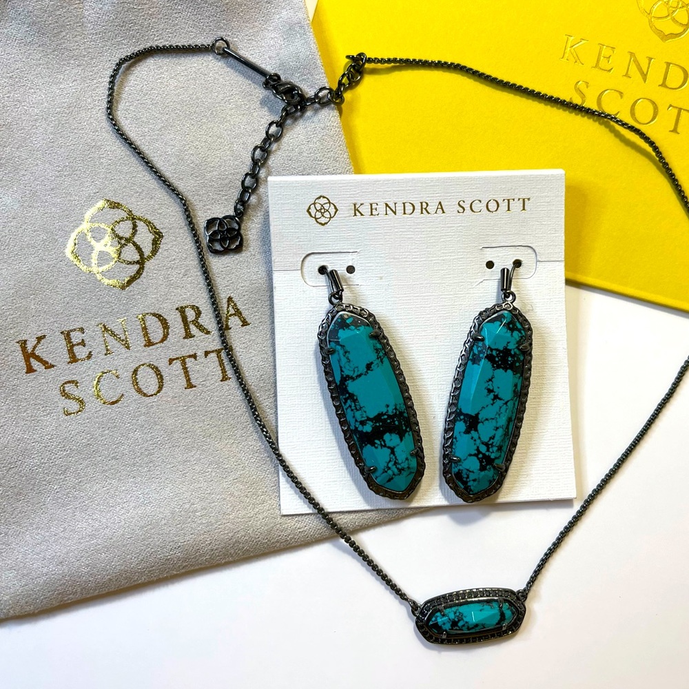 Kendra Scott Annika Necklace Gunmetal Teal